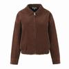 Moda Femenina Europea y Americana Transfronteriza Otoño 2025 Nueva Chaqueta de Gamuza con Solapa Retro Color Marrón Oscuro Maillard