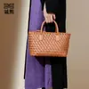 Bolso Tejido Artesanal Vintage Francés Cesta Portátil para Verduras Bolso para Mujer 2025 Nuevo Bolso de Hombro Cruzado de Gama Alta Combinable con Todo