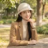 Chapéu de Feltro de Lã com Laço Elegante e Aba Enrolada, Chapéu Bucket Estiloso para Outono e Inverno, Estilo Hepburn, Fábrica de Chapéus Cloche Vintage