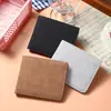 Cartera Hombre Simple Frosted Piel Suave Corta Ultra-delgada Múltiples Tarjetas Gamuza Marca de Moda Plegable Una Pieza Ultra-delgada