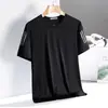 Camiseta Masculina de Seda Gelada Refrescante Manga Curta Comércio Exterior Nova de Verão Fina de Secagem Rápida Respirável Solta