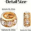 Cuentas espaciadoras de pavé de cristal con agujero grande, cuentas redondas de strass, accesorios para joyería, pulsera hecha a mano DIY, joyería