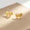 Pendientes Minimalistas de Moda con Lazo Pequeño de Acero de Titanio para Mujer, Estilo Fresco, Temperamento Único, Pendientes Frescos, Accesorios de Moda de Celebridades de Internet