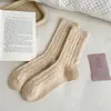 Calcetines de cachemir afelpado para otoño e invierno 2024, color liso, retorcidos, de tubo corto, calcetines cálidos engrosados, para niños, suaves, cerosos