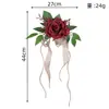 Lazo Vintage de Arpillera con Flores de Coche, Rosa Artificial y Eucalipto Decoración para Coche de Boda para Bodas al Aire Libre en el Césped