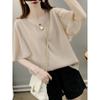 Camisa de Gasa con Mangas Acampanadas Estilo Nuevo 2026 para Mujer, Top Elegante Adelgazante Holgado Talla Extra que Oculta el Vientre