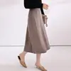 26 Outono Inverno Novo Estilo Leve Maduro Elegante 100% Lã Saia Feminina Cintura Alta Emagrecimento Tricô Trançado Caxemira Comprimento do Joelho Saia