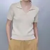 Fabricante mayorista en stock: Camiseta de punto para mujer, nuevo estilo, cuello en V, hueca, moderna y elegante, Polo de manga corta para mujer