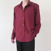 Camisa para Hombre Color Rojo Liso Versátil Ropa de Exterior Ropa Interior Adolescente Casual Toque de Alta Gama Estudiante Uniforme DK Camisa Superior