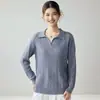 Suéter de Punto Trenzado de Cachemir para Mujer, de Cuerpo Completo, con Media Cremallera y Cuello Polo, Manga Larga, para Otoño/Invierno, de Punto Versátil Casual
