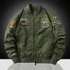 2026 Nova Jaqueta Piloto Masculina Verde Militar Casual Estilo Americano Casaco Bordado Marca Tendência Jaqueta de Primavera e Outono