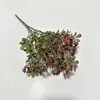 Plantas Verdes Pequenas Artificiais Transfronteiriças, Frutos de Azevinho, Decoração de Parede de Fundo para Interior e Exterior, Flores Florais para Mesa de Jantar, Flores Artificiais