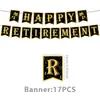 Decoração de Bolo Bandeira Temática Ouro Negro Ouro Rosa Cruzamento de Fronteiras Aposentadoria Suprimentos de Festa Festival de Aniversário Banner de Balão