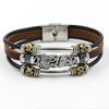 Pulsera Punk de Cuerda de Cuero para Hombre Marca de Moda Distintivos Accesorios para Hombre Vintage Panlong con Cuentas Multicapa Pulsera de Cuero Vacuno