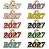 Conjunto Misto de 10 Pingentes Coloridos de Liga de Esmalte com Número do Ano 2027 para Pulseira, Colar DIY e Acessórios de Joias