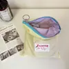 Bolsa de Maquillaje para Guardar Macarons con Bloques de Color, Bolsa Pequeña Delgada para Salidas, Bolsita Portátil para Guardar Monedas y Artículos Varios, Portátil Blanco