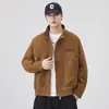 Chaqueta de mezclilla Detroit pesada de estilo americano vintage para hombre, nuevo modelo de otoño 2026, corte holgado, algodón puro, chaqueta de trabajo con cuello alto