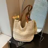 Bolso Tejido de Paja Hueca para Mujer, Verano Playa Viajes, Bolso Tejido Estilo Perezoso, Estilo Vacaciones Artístico, Bolso de Hombro de Gran Capacidad para Viajes Diarios
