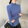 Novo suéter de tricô de cashmere sem costura, peça única, slim fit, gola alta, para outono e inverno, uma segunda pele de tricô ajustada