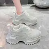 Moda y Versátiles 2026 Otoño-Primavera Nuevos con Cordones Suela Gruesa que Aumenta la Altura Completamente Tachonados Casuales para Mujer Zapatos tipo "Dad" con Pedrería