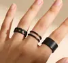 Moda Popular Europea y Americana Conjunto de Tres Anillos Negros Abiertos de Nicho de Moda con Estilo Único para el Dedo Índice, Adecuado Tanto para Hombres como para Mujeres
