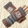 Guantes de Punto Cálidos y de Moda para Mujer de Otoño e Invierno, Guantes Cálidos para Exteriores de Medio Dedo con Hilo Acrílico y Diseño de Bloques de Color, Transfronterizo