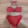 Ropa de Vacaciones a Rayas Suelta, Adecuada para Usar al Aire Libre, Traje de Baño a Rayas Europeo y Americano Bm, Shorts Estilo Ins, Estilo Playa, Conjunto de Bikini Sexy