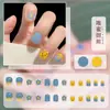 Manicura Uñas Portátiles Crema Linda Estilo Ins Uñas Postizas Dibujo Animado Hecho a Mano Diamante Set de 24 Piezas Uñas de Máquina