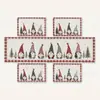 Juego de cinco piezas de camino de mesa y mantel individual navideño transfronterizo, decoración de mantel de poliéster de hombre de jengibre, dropshipping disponible