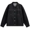 Chaqueta de mezclilla turquesa para hombre, nuevo estilo de otoño, bien ajustada con líneas de hombros limpias y costuras decorativas, chaqueta casual holgada para mujer, moderna