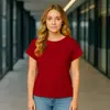 Camiseta de Manga Corta de Algodón Puro 160g, Nueva Primavera Transfronteriza 2025, para Mujer, Holgada y Cómoda, Casual Diario, Top de Cuello Redondo