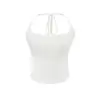 Top de Tirantes Sexy Estilo Americano con Cuello Halter para Mujer Verano 2025 Espalda Descubierta Cintura Entallada Ajustado Corto Camisola Hermosa Espalda