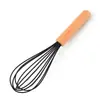 Batidor de Huevos de Silicona con Mango de Madera en Stock de Fábrica, Batidor de Crema de Silicona Antiadherente, Herramienta para Mezclar Huevos y Harina para Hornear