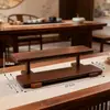 Vitrina de Escritorio de Madera Maciza para Curiosidades Taza de Té Juego de Té Wenwan Soporte de Exhibición Adornos Pequeños Figuras Estante de Almacenamiento de Múltiples Niveles Mesa de Exhibición de Madera