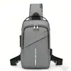 Mochila de Pecho con Candado de Combinación Antirrobo Película de Cuero Impermeable Puerto de Carga USB Multifuncional Deportiva de Hombro Único Cruzada para Montar en Motocicleta