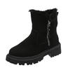 Botas de Nieve Cortas para Mujer Estilo Transfronterizo Nuevo con Forro de Lana, Engrosadas para Calidez, Parte Superior de Tela, Cremallera Lateral, Punta Redonda, Talla Grande Botas Cortas 44