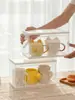 Estante de Almacenamiento de Tazas de Escritorio Caja Acrílica a Prueba de Polvo Transparente Oficina Dormitorio Mesa de Café Estante de Almacenamiento para Juego de Té Ins