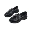 Mocasines de Plataforma Gruesa con Tacón Grueso para Aumentar Altura para Mujer 2025 Nuevos Zapatos Pequeños de Cuero Otoño Boca Baja Zapatos Tipo Frijol Estilo Francés Otoño Zapatos de Vestir