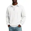 Suéter jacquard de punto trenzado para hombre de otoño transfronterizo con media cremallera, cuello camisero, mangas largas y top tipo polo texturizado