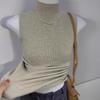 Tejido Hecho a Medida Tejido Sin Mangas Ropa Exterior con Cuello Alto Medio Tirantes Nuevo Elegante Ajustado Camiseta Interior Top