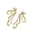Joyería Europea y Americana de Nicho, Pendientes de Hada de Alta Gama, Pendientes Exagerados de Lazo Grande, Pendientes Asimétricos de Aleación con Puntos de Diamante