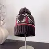 Invierno Retro Árbol de Navidad Moda Gorro de Lana para Mujer Mezcla de Lana Cálido Gorro Pulóver Casual Versátil Gorro Tejido Moderno