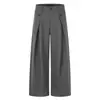 Pantalones casuales de rayas verticales para hombre, marca de moda de alta calle, con tela fluida, diseño plisado abotonado, pantalones holgados de pierna ancha
