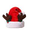 Chifres marrons folhas chapéu de Natal de pelúcia curta decorações de festa de Natal pelúcia de Natal chapéu de Natal vermelho