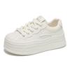 Zapatos Blancos para Mujer, Zapatos de Mujer con Punta de Concha, Nuevo Estilo Primavera y Otoño 2025, Con Cordones, Ligeros, Suela Gruesa, Que Aumentan la Altura, Tenis que Muestran el Pie