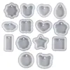 Molde de Silicona para Colgante Único de Resina de Cristal DIY Geométrico en Forma de Gota de Agua Corazón Llavero Sin Pulir
