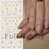 Pegatinas de Arte de Uñas Transfronterizas de Belleza Completa Ins Puro Deseo Flor Oro Caliente Línea Pintada a Mano Pegatinas de Arte de Uñas