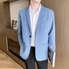 Blazer de Negócios Masculino Estilo Coreano Moderno Manga Longa Top Formal Jaqueta de Terno Casual Slim Fit Tratamento Anti-Amasso