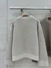 BORBOTIE Tricô Feminino 2026 Outono/Inverno Novo Estilo BC Old Money Gola Redonda Lantejoula Crochê Vazado Suéter