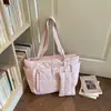 Bolso tote de color liso, estilo suave y relajado, moda coreana para chicas jóvenes, adecuado para el uso diario y salidas de vacaciones, un bolso casual